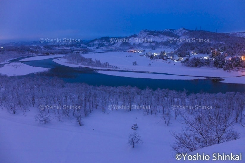 信濃川の朝の風景